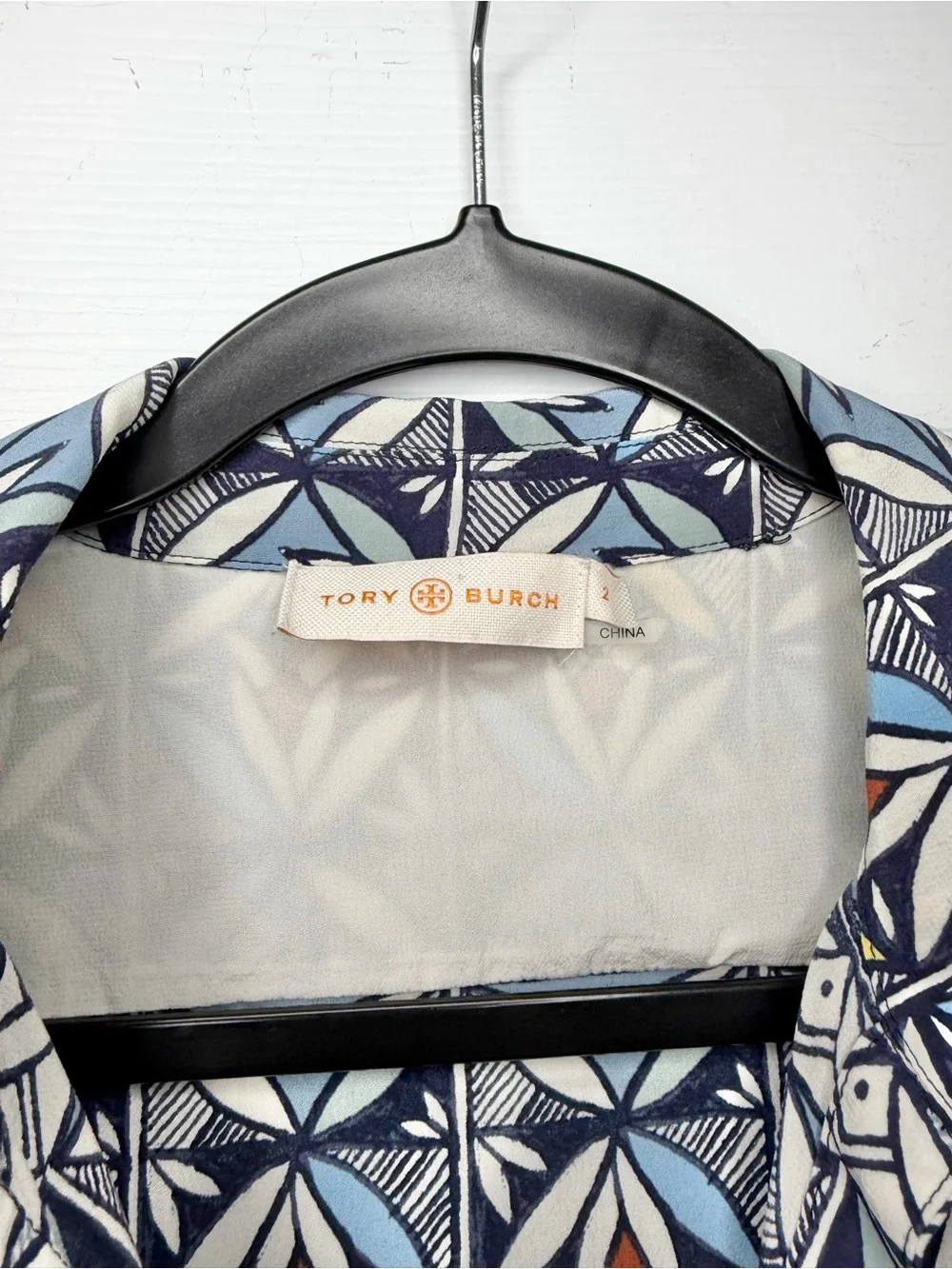 Tory Burch Size 2 • Blue Geometric Silk Dress.